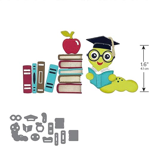 Miniatura 2 de Briartw Libros de lectura de gusanos de biblioteca juego de troqueles de corte de metal plantillas en relieve para manualidades álbumes de recortes