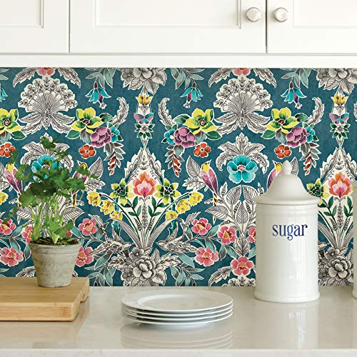 Nuwallpaper Nu3037 Summer Love Teal Peel & Stick Wallpaper, Multicolor #TOP2