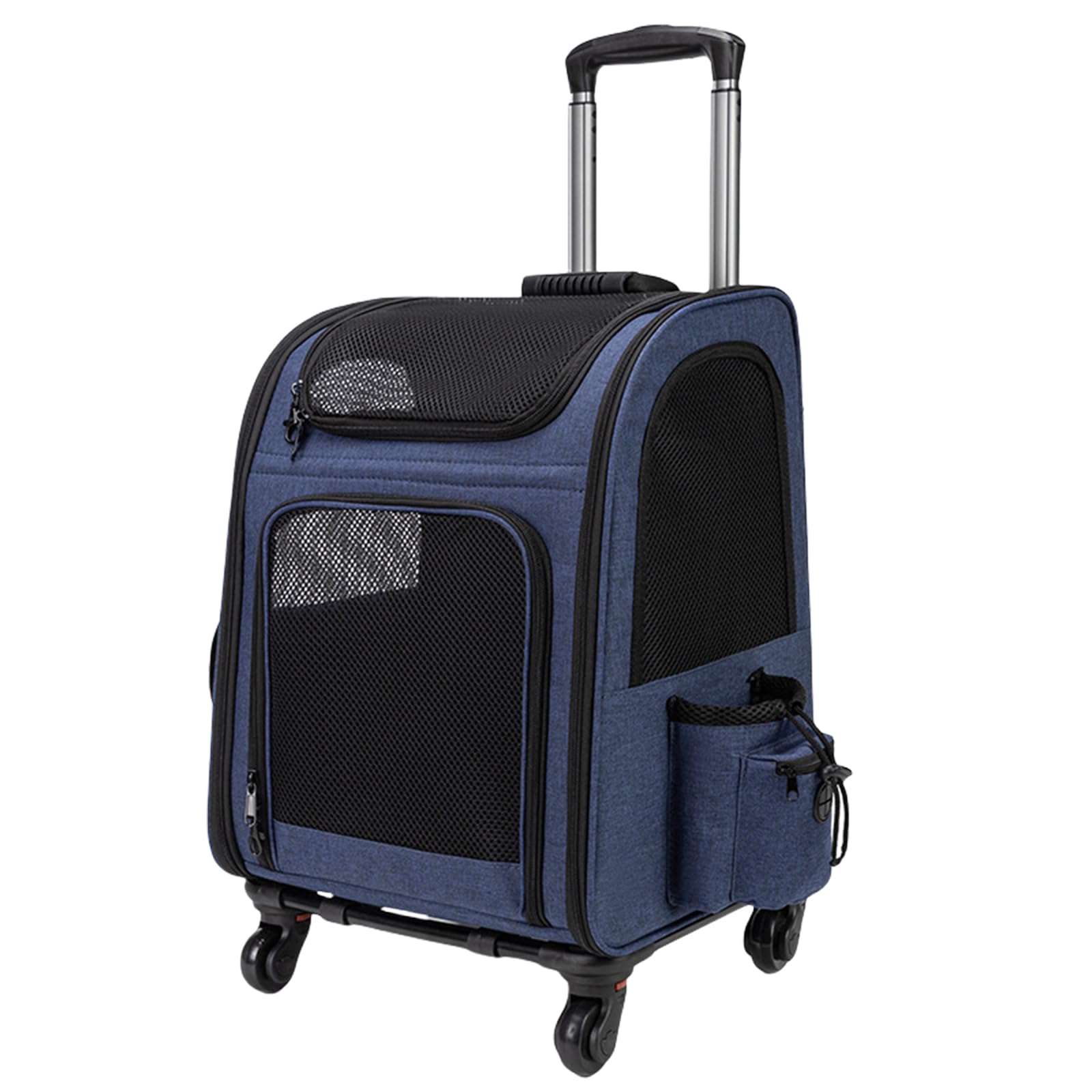 Large Pet Carrier Backpack with Wheels for Small & Medium Cats/Dogs (Blue)