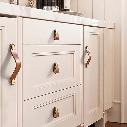 Miniatura 3 de Tiradores de cuero para cajones, paquete de 4 pomos para cajones de gabinete, pomos suaves para puerta de armario que mejoran el aspecto de los