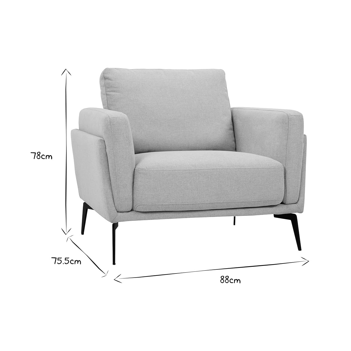 Fauteuil design en tissu effet velours texturé beige et métal noir MOSCO