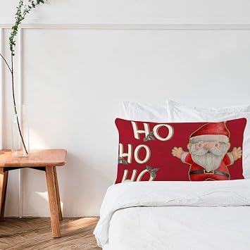 Modern Body Pillow Case Cover with Zipper 12x20in Christmas Ho Ho Ho Santa Claus Spring Decor Body Pillow Case Cover Santa Claus with Sleigh Deer Pillow Shell for Chair Holiday Party Bedroom