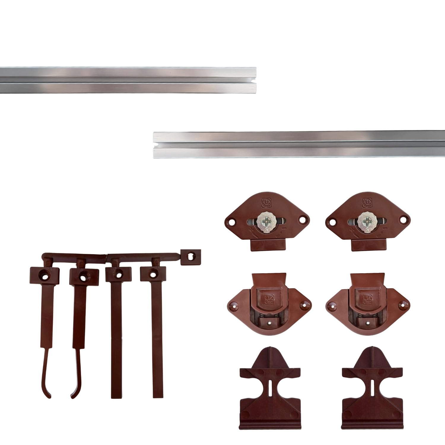 INDAUX Sistema de herrajes para puerta corredera para 1 o 2 puertas. Peso máximo de la puerta: 55 kg. Opción suave (1 puerta, sin cierre amortiguado)
