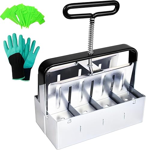 Miniatura 1 de Top Hill Fabricante de bloques de suelo mejorado, bloqueador de semillas de mano de 8 x 2 pulgadas con mango de agarre cómodo, mini herramienta de