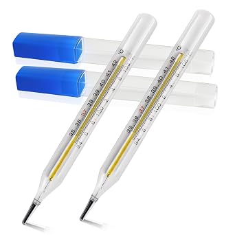 C&F Clinical Glass Thermometer for Underarm 2PCS - Classic Non Digital Thermometer for Adults - Accurate Easy Reading by HARIKA LIFE