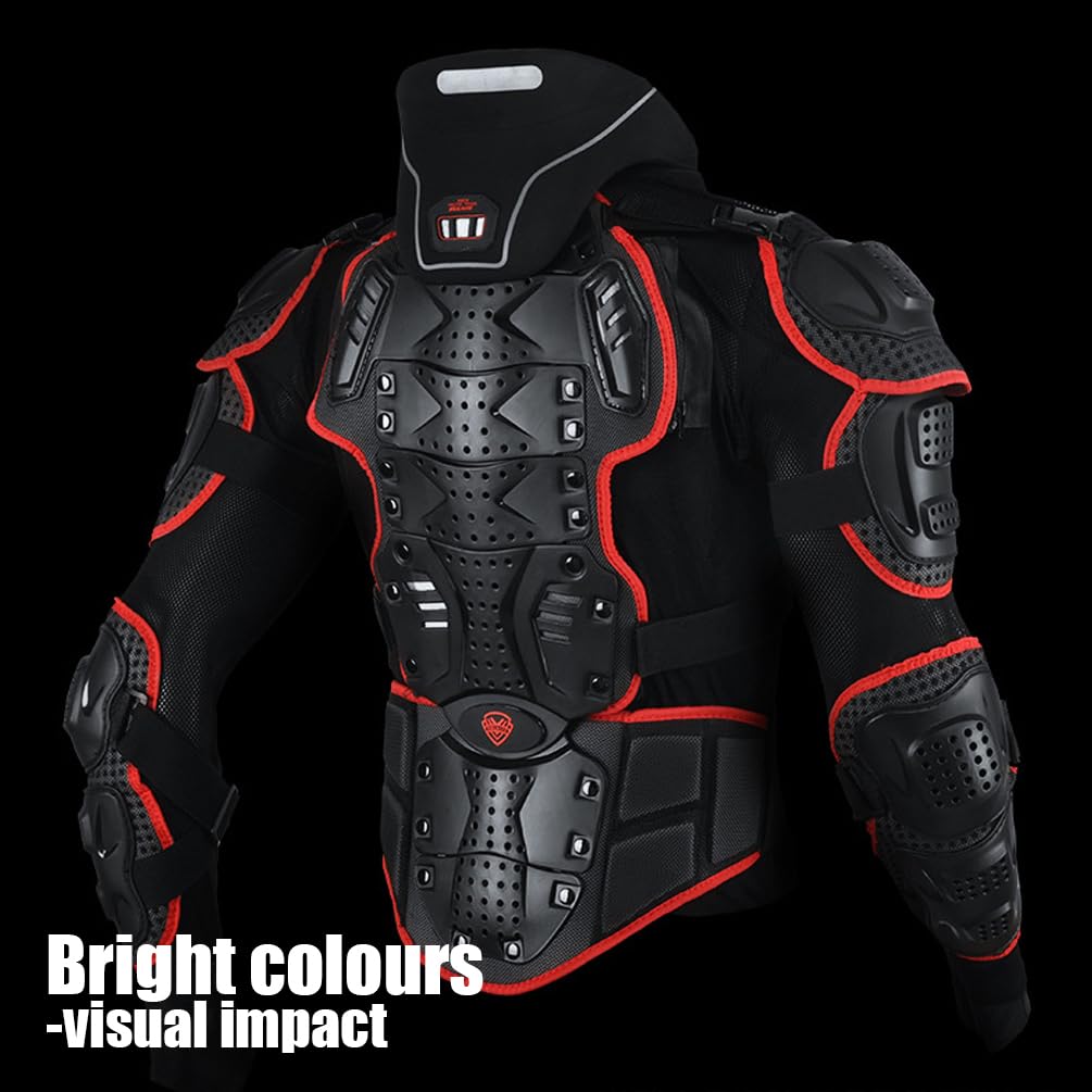 Cuerpo de Motocross con Almohadilla Transpirable Piezas de Protección de Moto Rodillera Equipo de Protección Armadura de Motocicleta (Set 2-Rojo,XL)