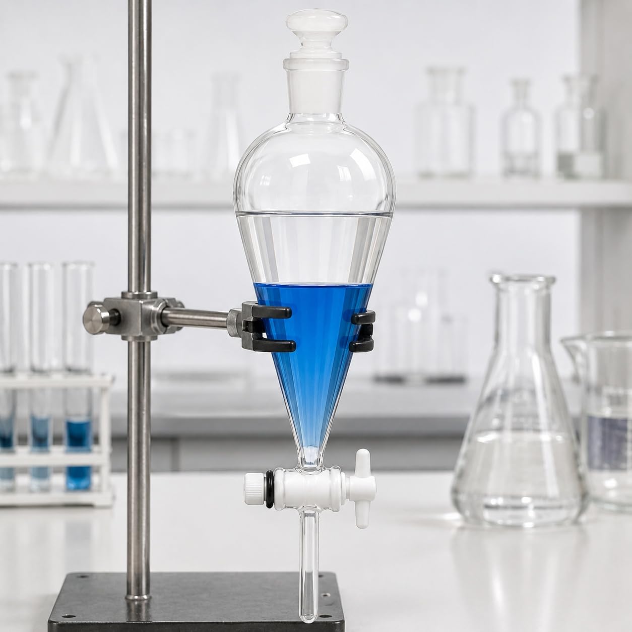 Embudo Separador Piriforme Vidrio Borosilicato Llave PTFE Extracción-10000ml 29/32