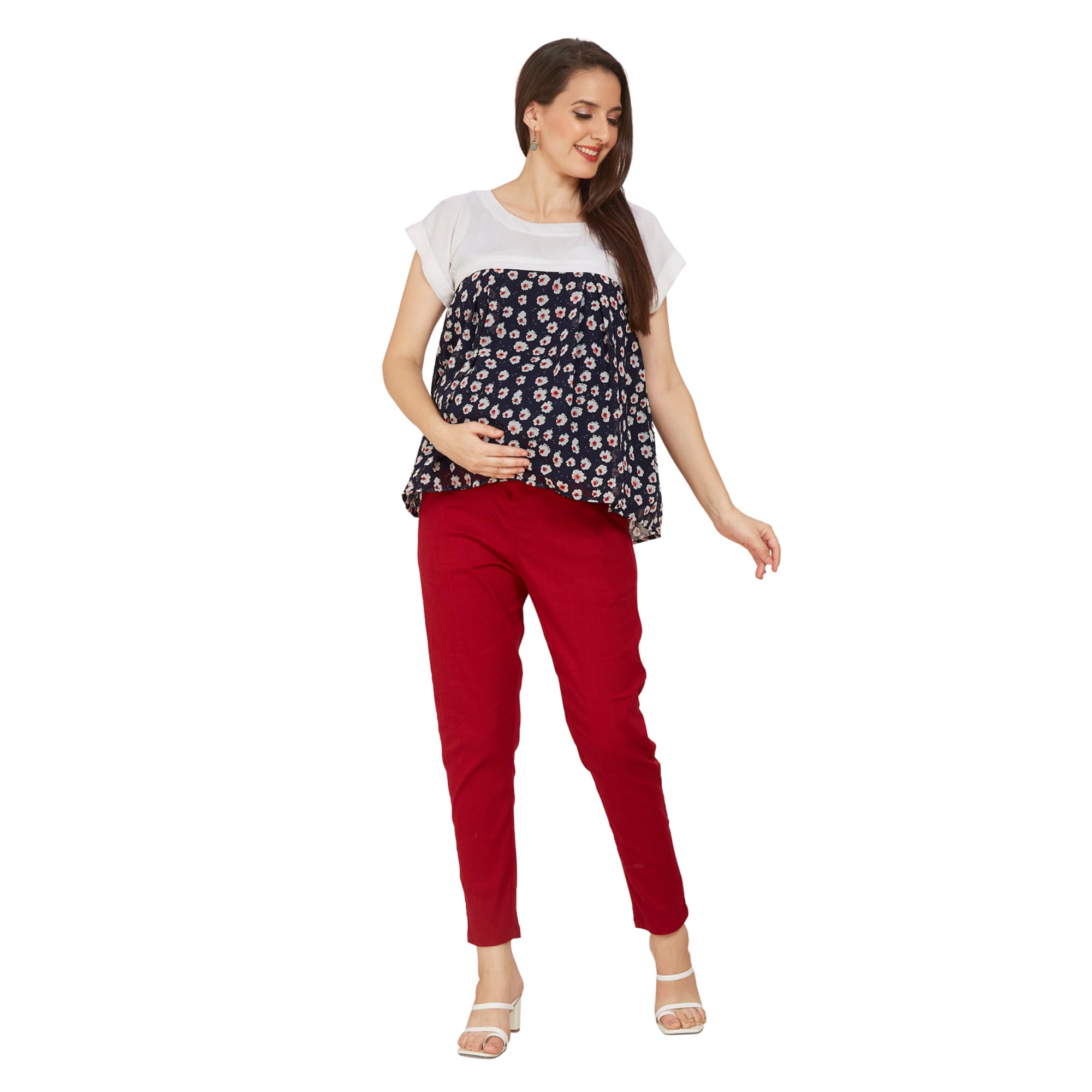 Navy Blue Rayon Maternity Top-image-43