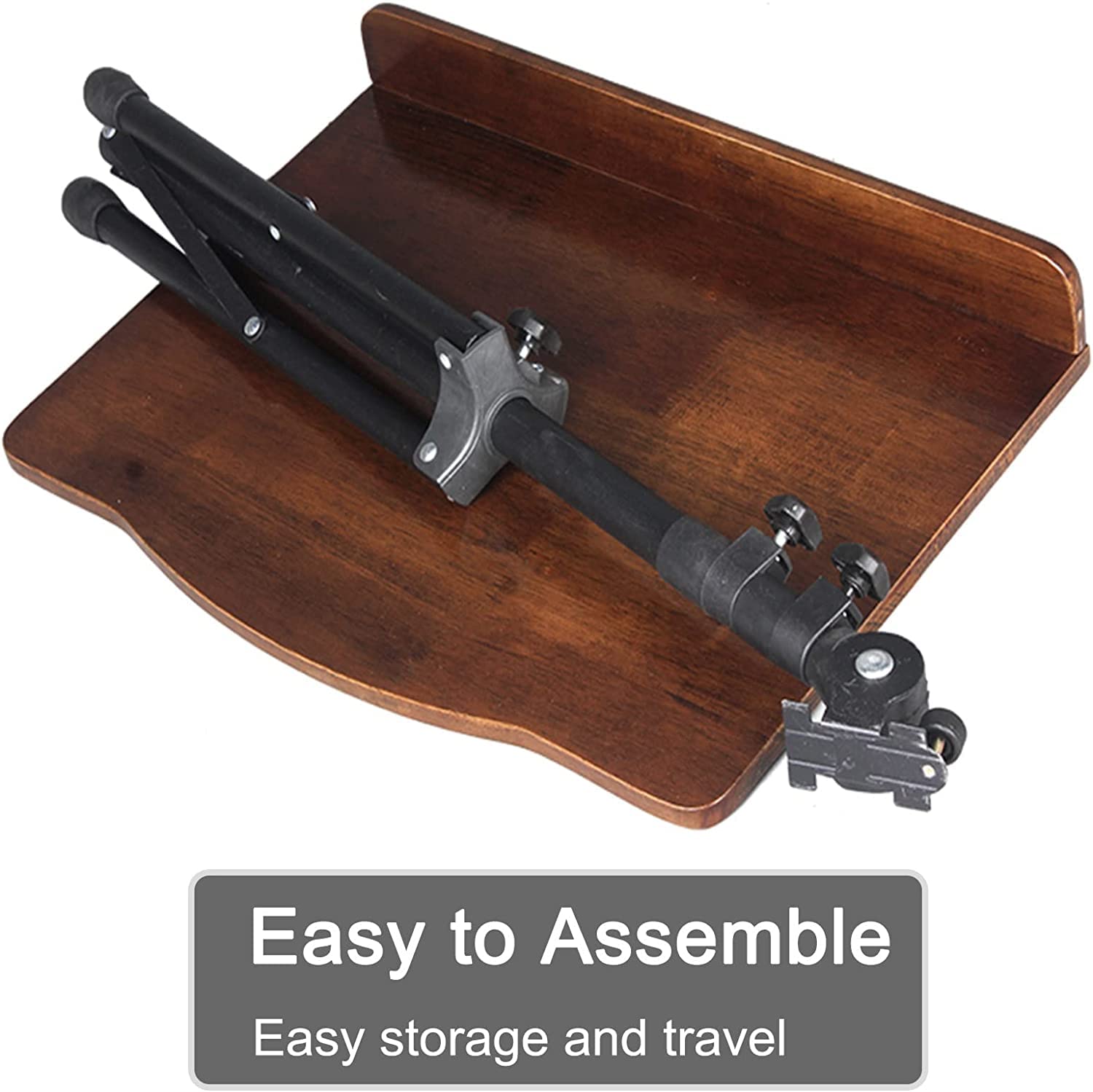 Leggio Regolabile in Altezza, Supporto Portatile per spartiti, Supporto Pieghevole per spartiti, Supporto in Legno e Metallo, treppiede，Brown