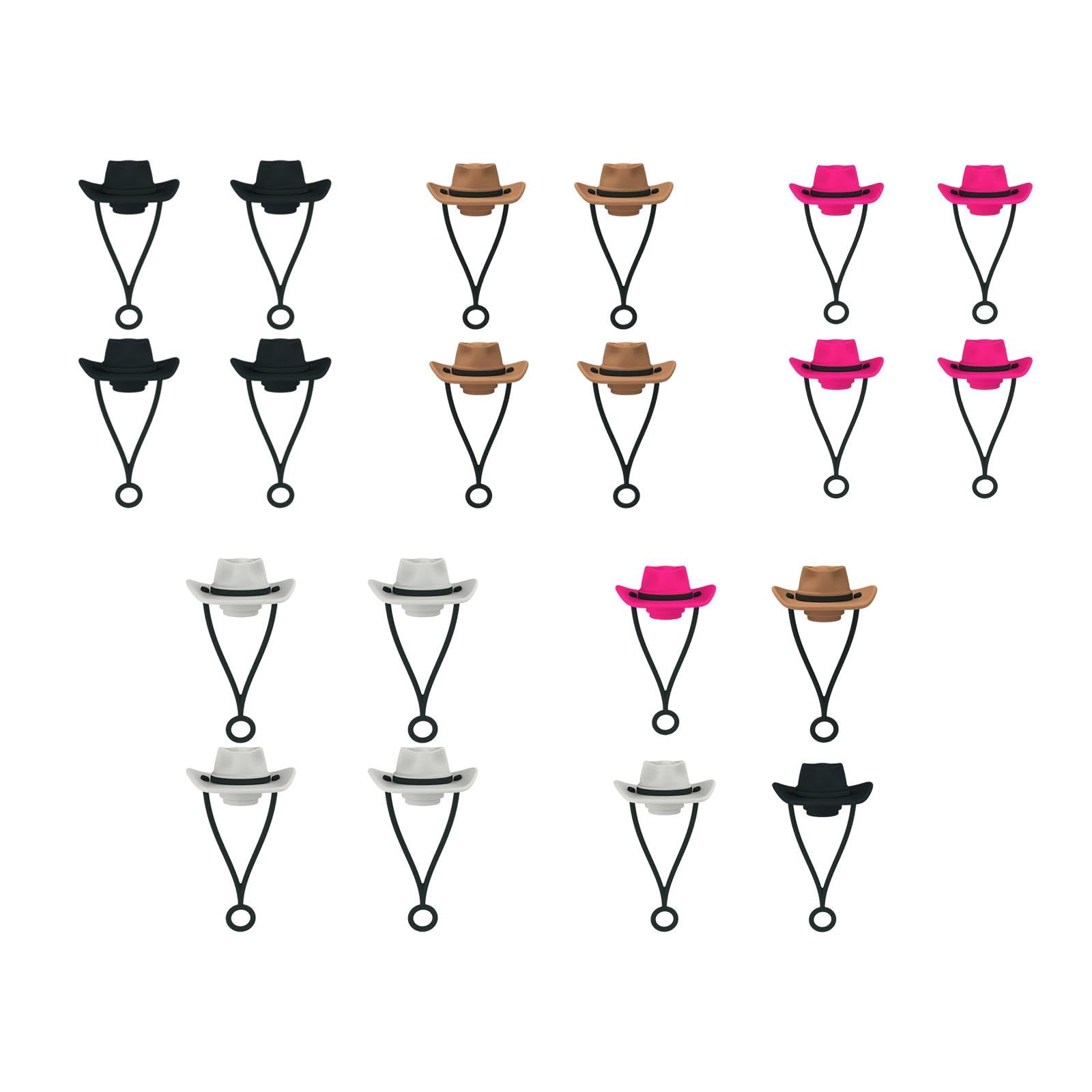 MERISHOPP™ 4Pcs Cowboy Hat Straw Cover Cute Straw Topper Protector Lid for Party Favors Black|Home & Garden|Kitchen Dining & Bar|Kitchen Tools & Gadgets|Other Kitchen Tools & Gadgets 1