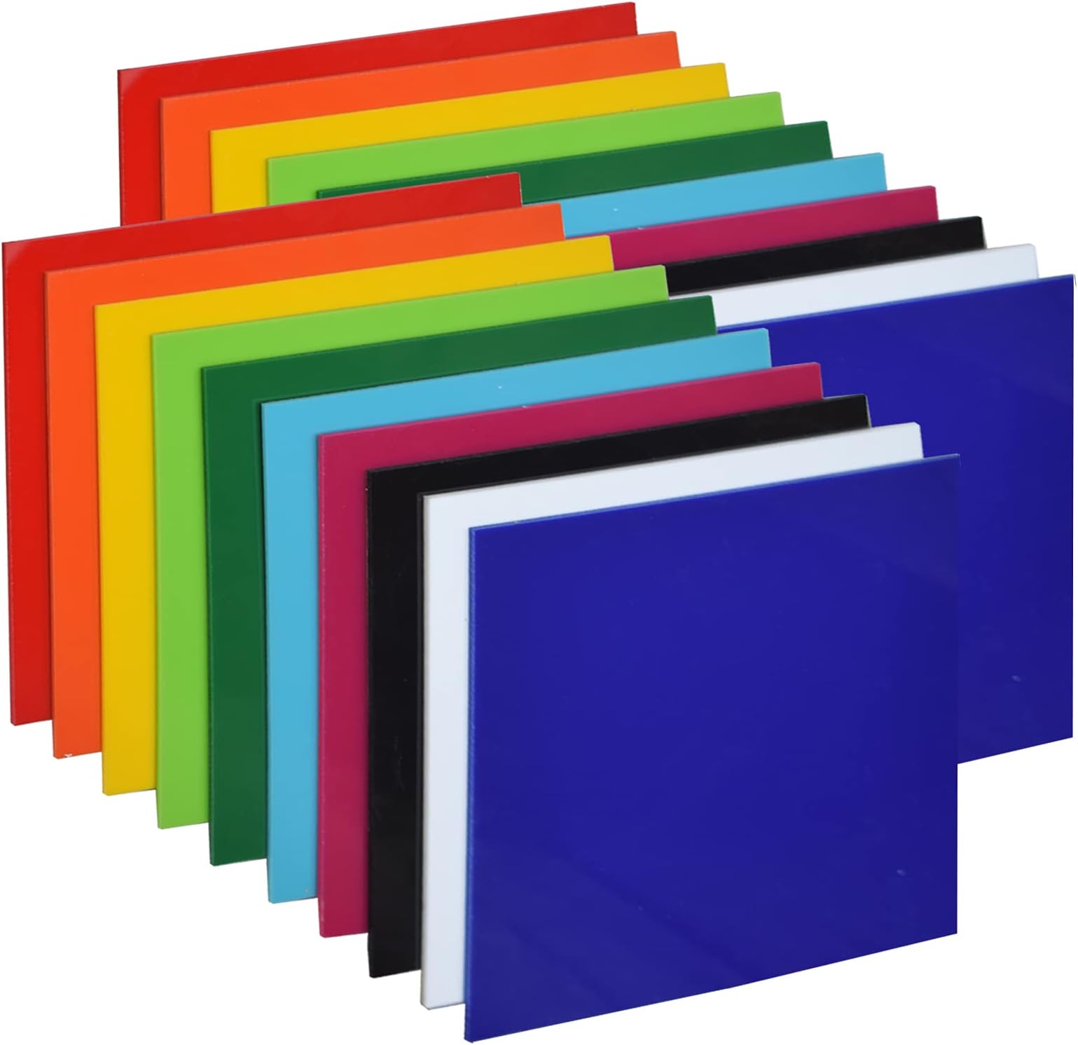 XLNTTECH 20 Pieces & 10 Colors Acrylic Plastic Sheet 12 x 12 Inch (.118" Thick)（no-Transparent, for Signs, DIY Projects