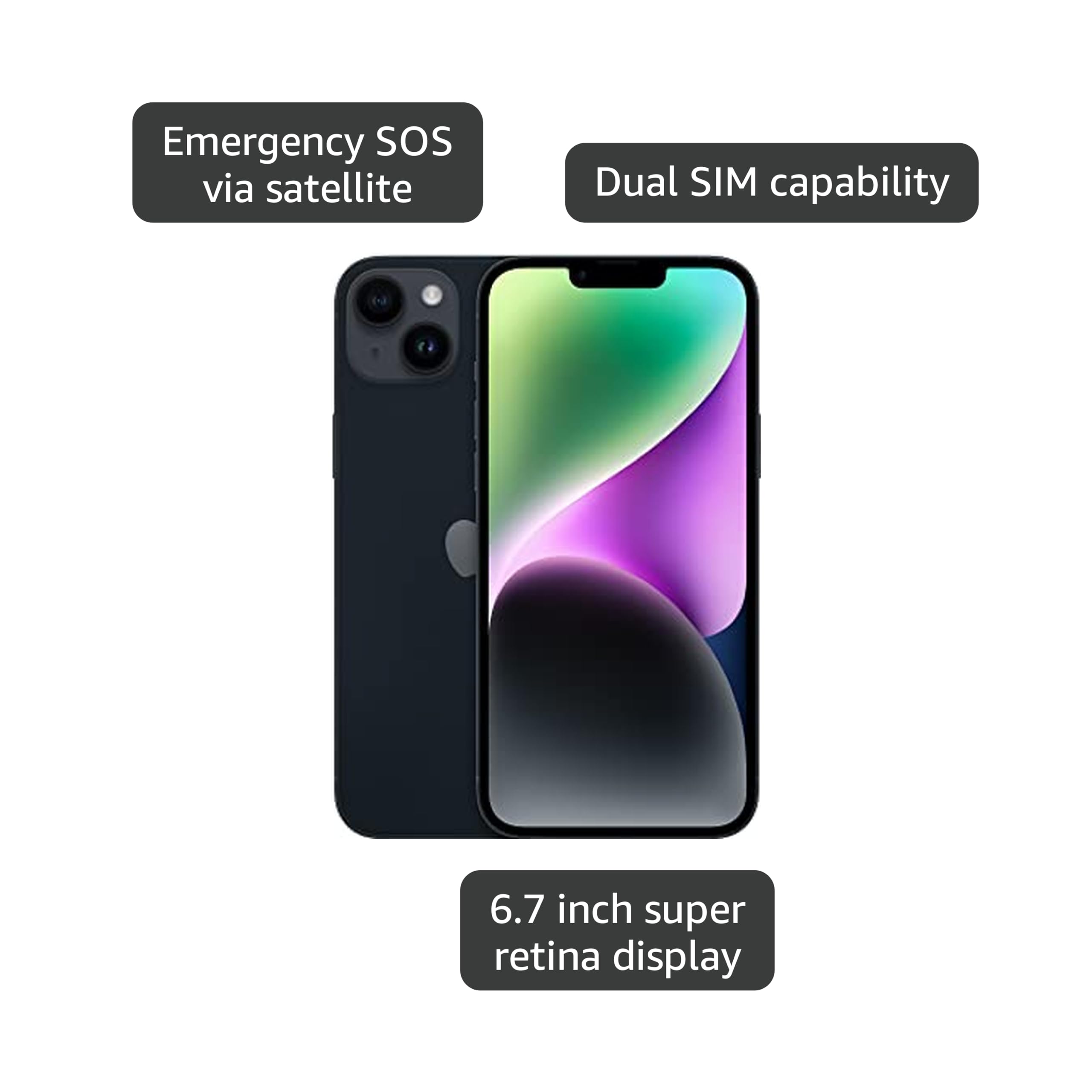 Amazon.com: Apple iPhone 14 Plus, 256GB, Midnight for Unlocked