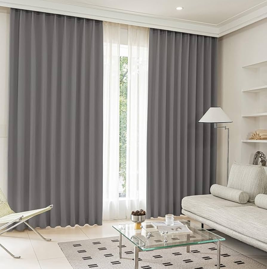 【1級遮光・遮熱・防炎カーテン】クラウドグレー 幅184cm x 丈190cm Amazon｜シーフィールド 1級遮光 カーテン1枚セット 幅200×丈