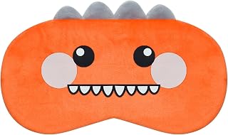 Cute Sleep Masks Cartoon Dinosaur Eye Mask Plush Sleeping Mask & Travel Blindfold - Funny Novelty Eye Shade for Kids, Girls & Adults (Orange Dinosaur)