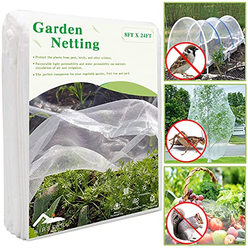 Garden Netting, Airstar Plant Mesh Netting Cicada Netting for Trees 8ftx24ft Bird Netting for Garden Mosquito Net Pest Barrier Garden Mesh Plant Net Protect Fruit Trees Vegetables Blueberry