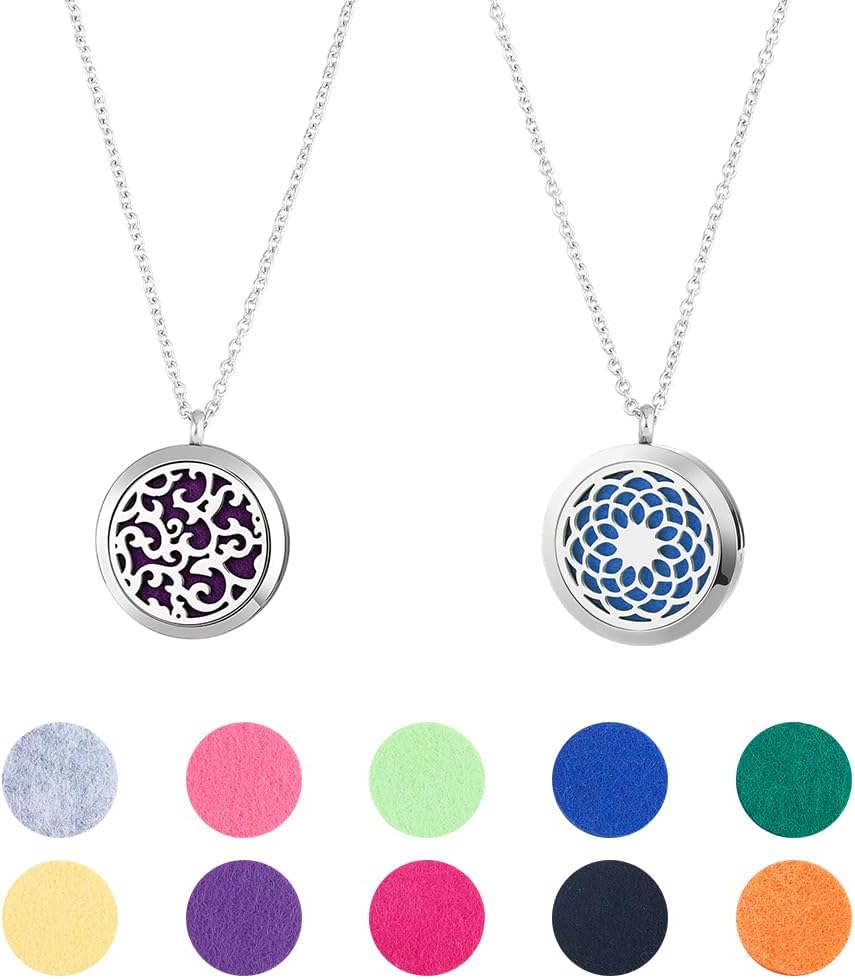 Juego de 2 Collares Difusores de Aromaterapia Acero Inoxidable