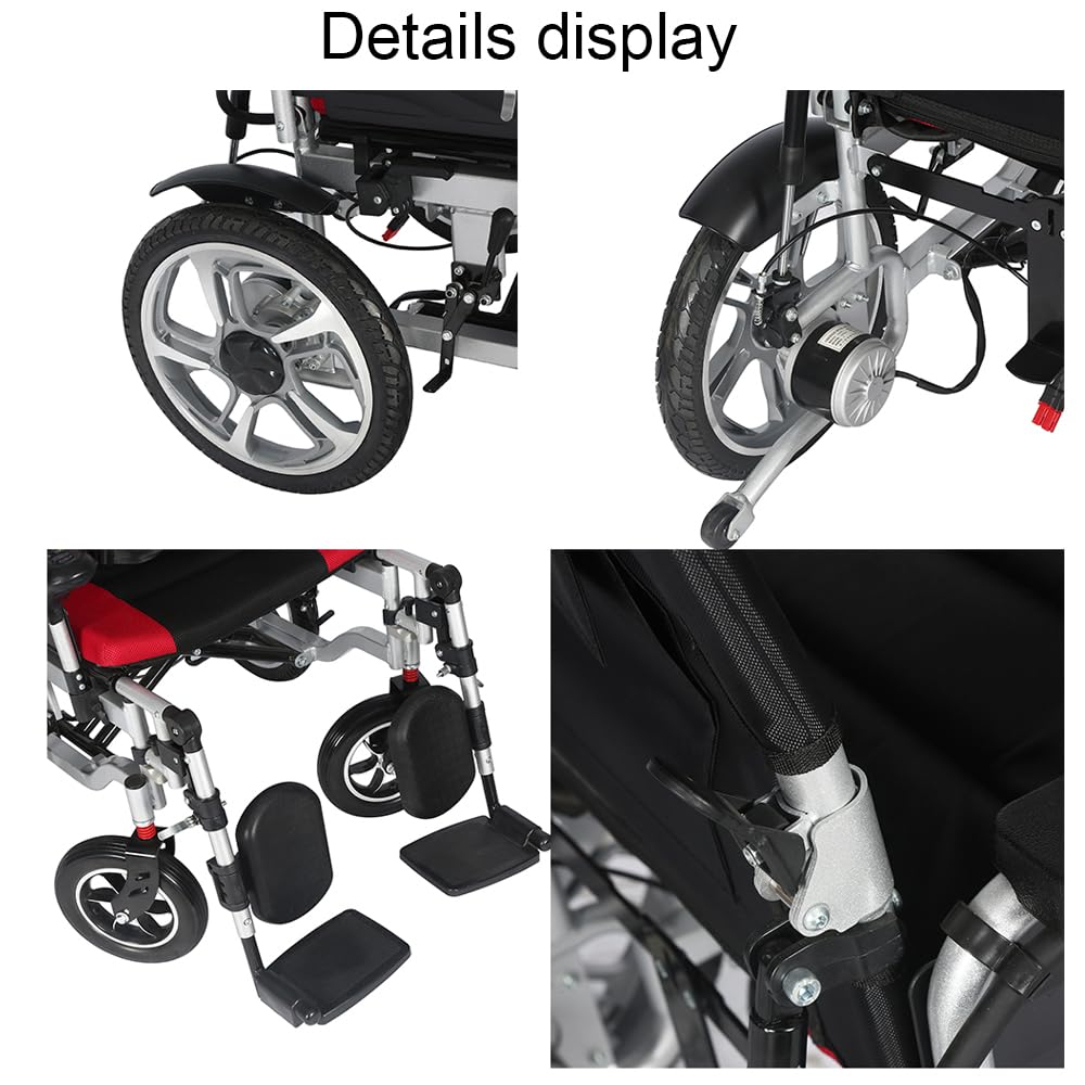 Silla de ruedas eléctrica plegable reclinable con control remoto para adultos, con potencia de 500 W, asiento ergonómico, batería de larga duración de 20 AH y ajuste de ángulo de hasta 150 kg.