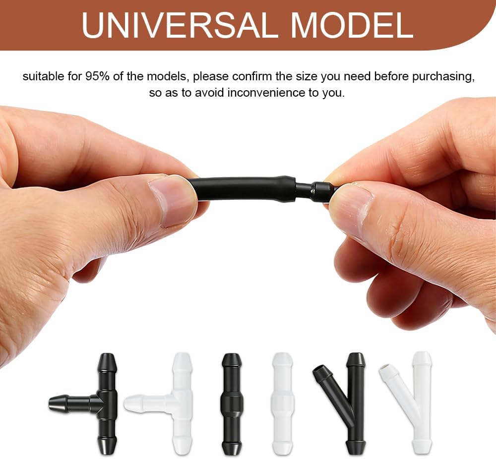 Windshield Washer Hose Kit, Universal Windshield Washer Nozzle Fluid Hoses Kit, 4 Meter Washer Fluid Hose with 12 Pcs Hose Connectors, Suitable for Most Windshield Washers Nozzle Installation
