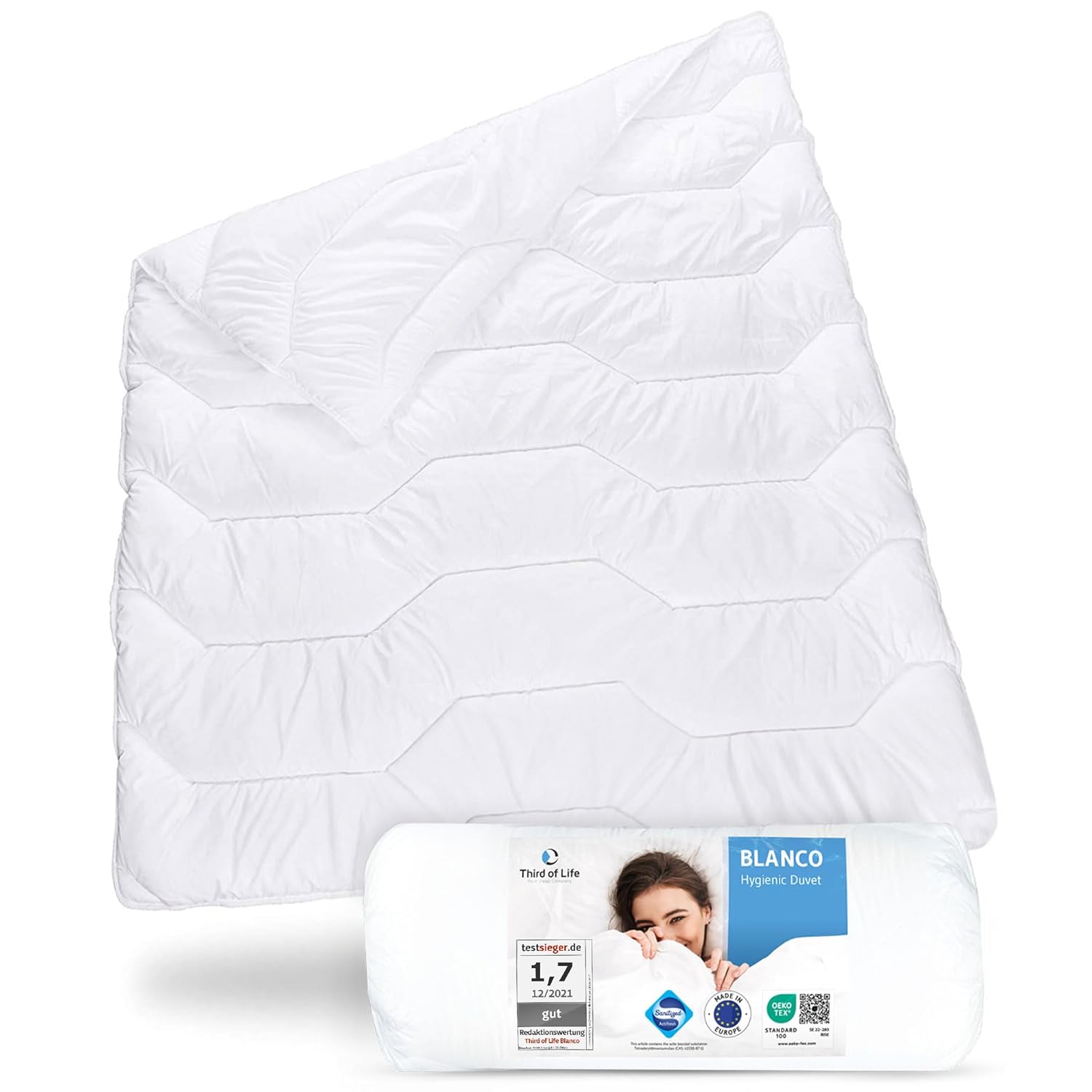 Bettdecke 135×200 Blanco | Flauschige Schlaf-Decke mit Feuchtigkeitsmanagement & hoher Atmungsaktivität | Optimale Hygiene für Allergiker |…