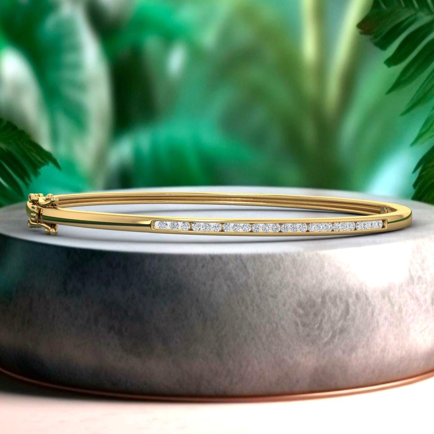 1/2 Carat Channel Set Round-Cut Natural Diamond Bangle Bracelet for Women in 10K Gold or 950 Platinum