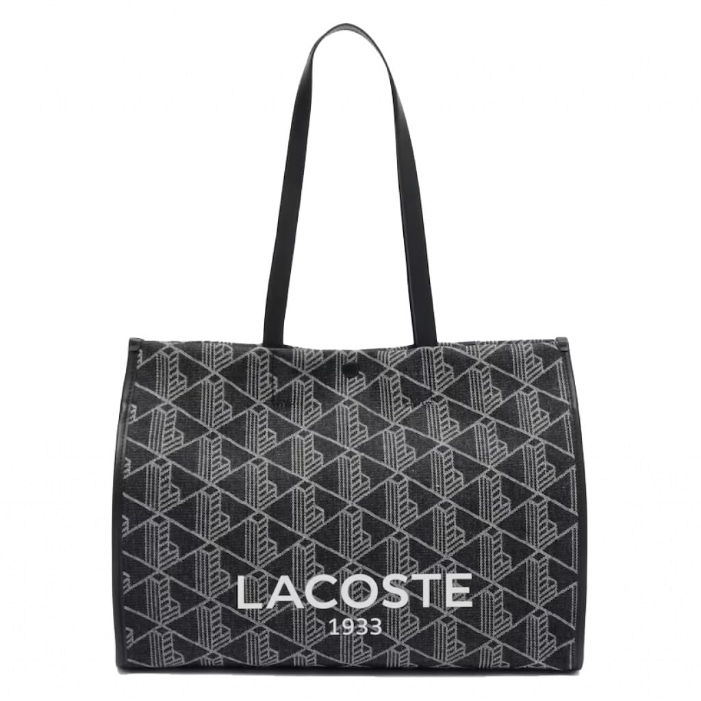 Lacoste Bolsa de reportero para hombre, mono jacquard denim negro
