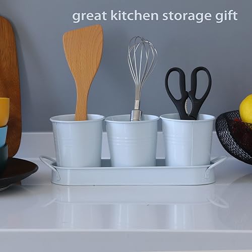 Miniatura 7 de Opexscal Macetas de hierbas de granja con juego de bandeja, macetas de jardín de hierbas para interiores, macetas de hierbas para plantas vivas de