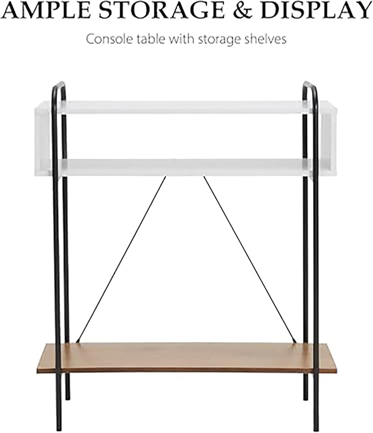 Furniture of America Alyia Modern 36 inch High Console Table with Storage Shelves and Metal Frame Legs for Living Room, Entryway, Hallway, Office, Corridor, Foyer, White & Distressed Oak