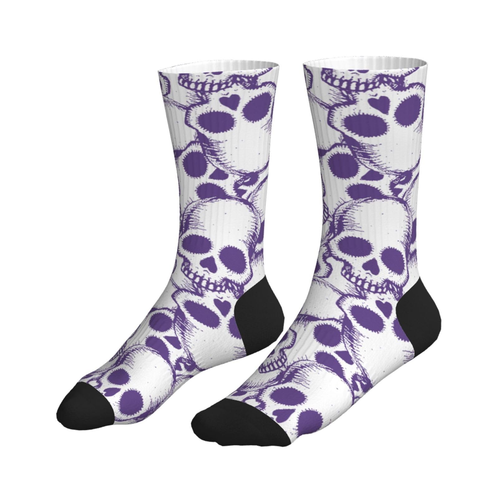 MOLIAN Purple Skulls Athletic Crew Socks For Women Men Novelty Sports Socks