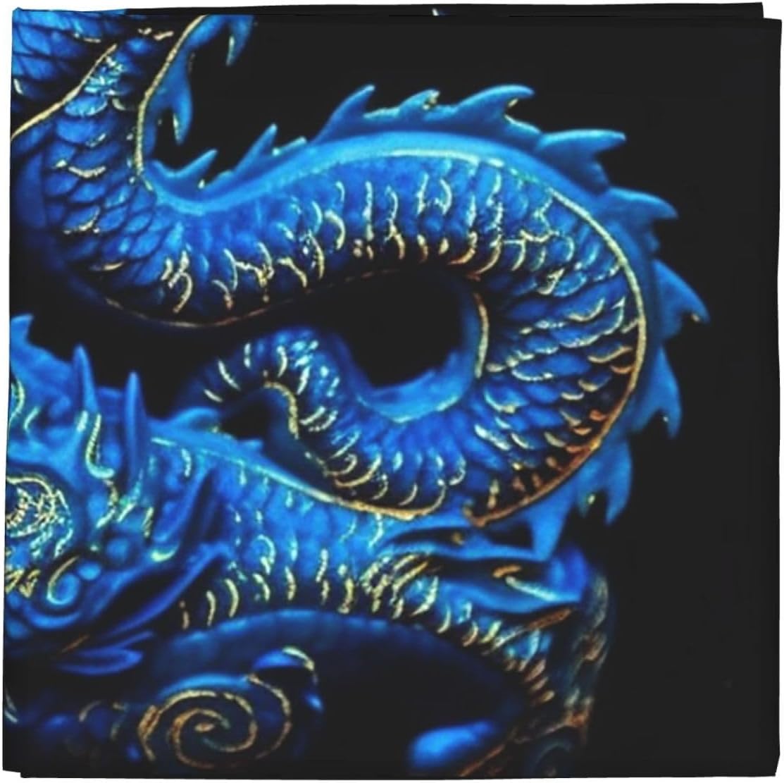 Cooling Bandanas for Men Women Square Hair Scarf 22" x 22" Novelty Headband Blue Dragon Neckerchief