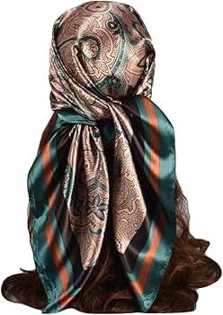 Silk Head Scarf for Women Men Vintage Printed Satin Hair
