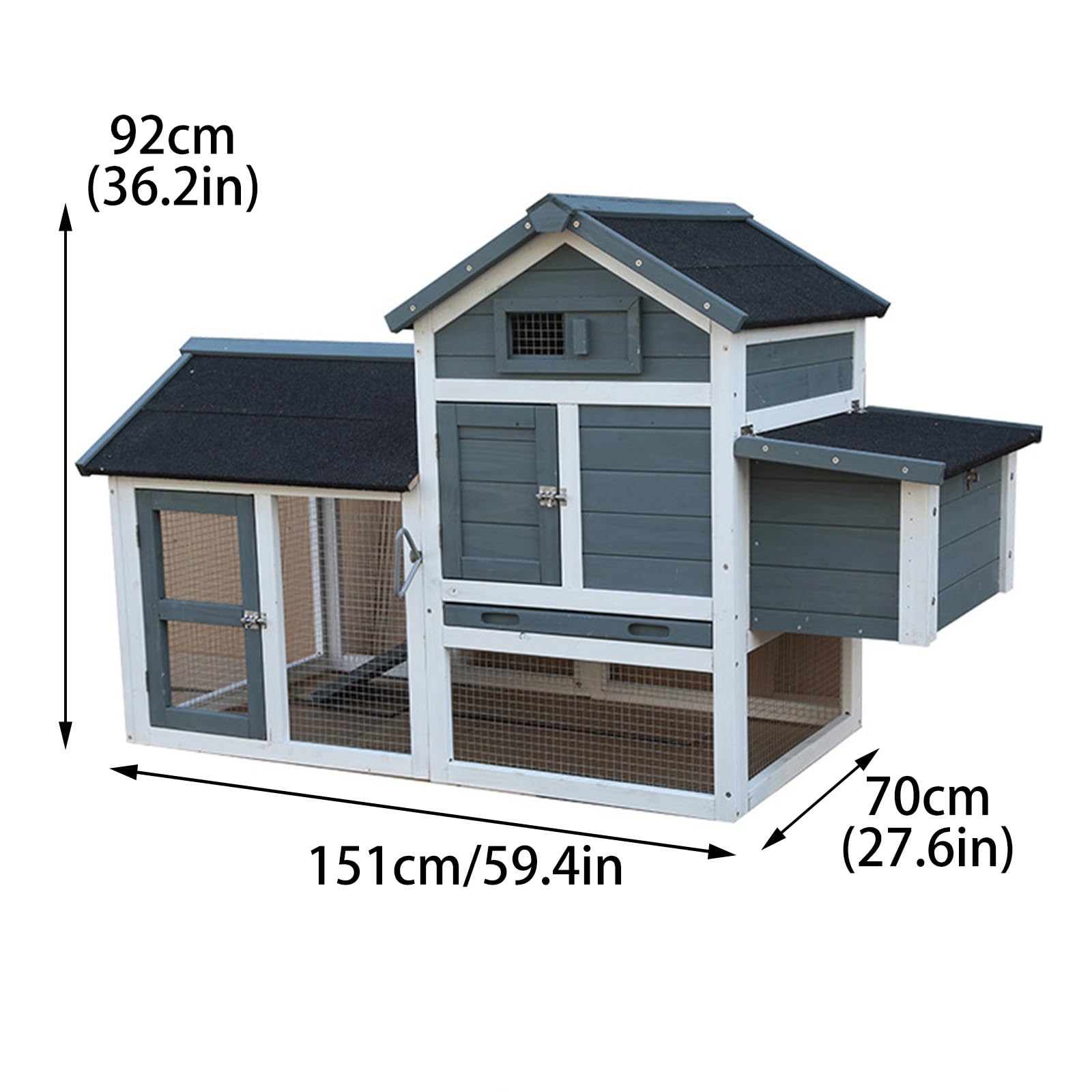 Kaninchenstall Aus Holz, Wasserdichter Kaninchenkäfig mit Auslauf und Eierkarton, Hühnerstall für Draußen für Kleintiere, Meerschweinchen und Igel