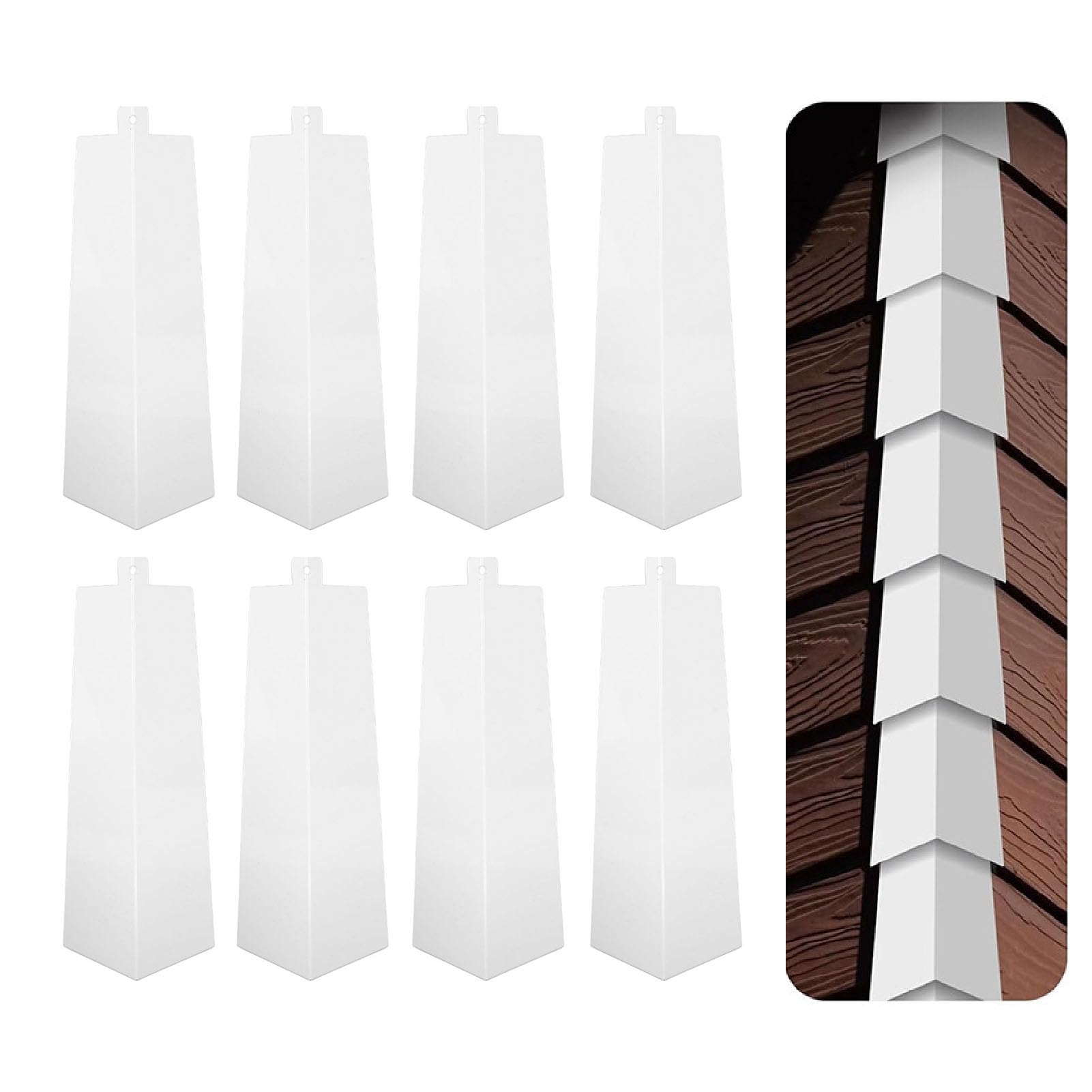 5-Pack Aluminum Siding Corners - 8 Inch Outside Corner Trim With Nails For Installation-224551