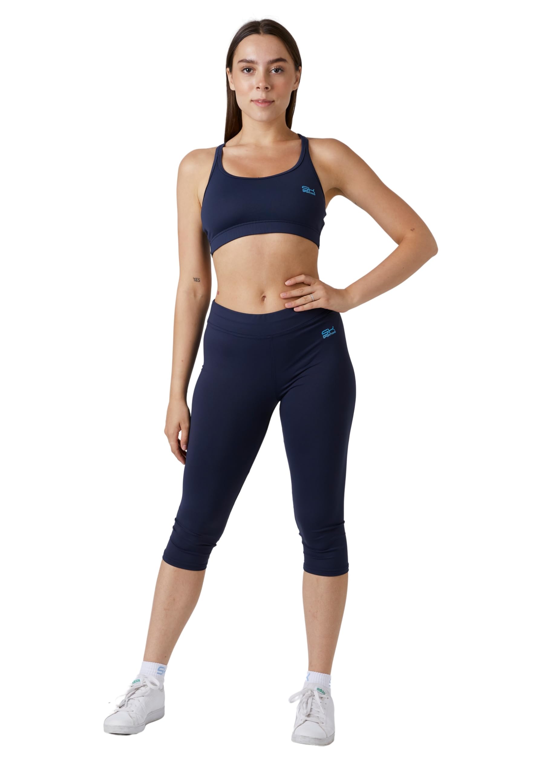 Sportkind Mädchen & Damen Fitness, Yoga, Sport 3/4 Capri Leggings, Mid Waist, Blickdicht, atmungsaktiv