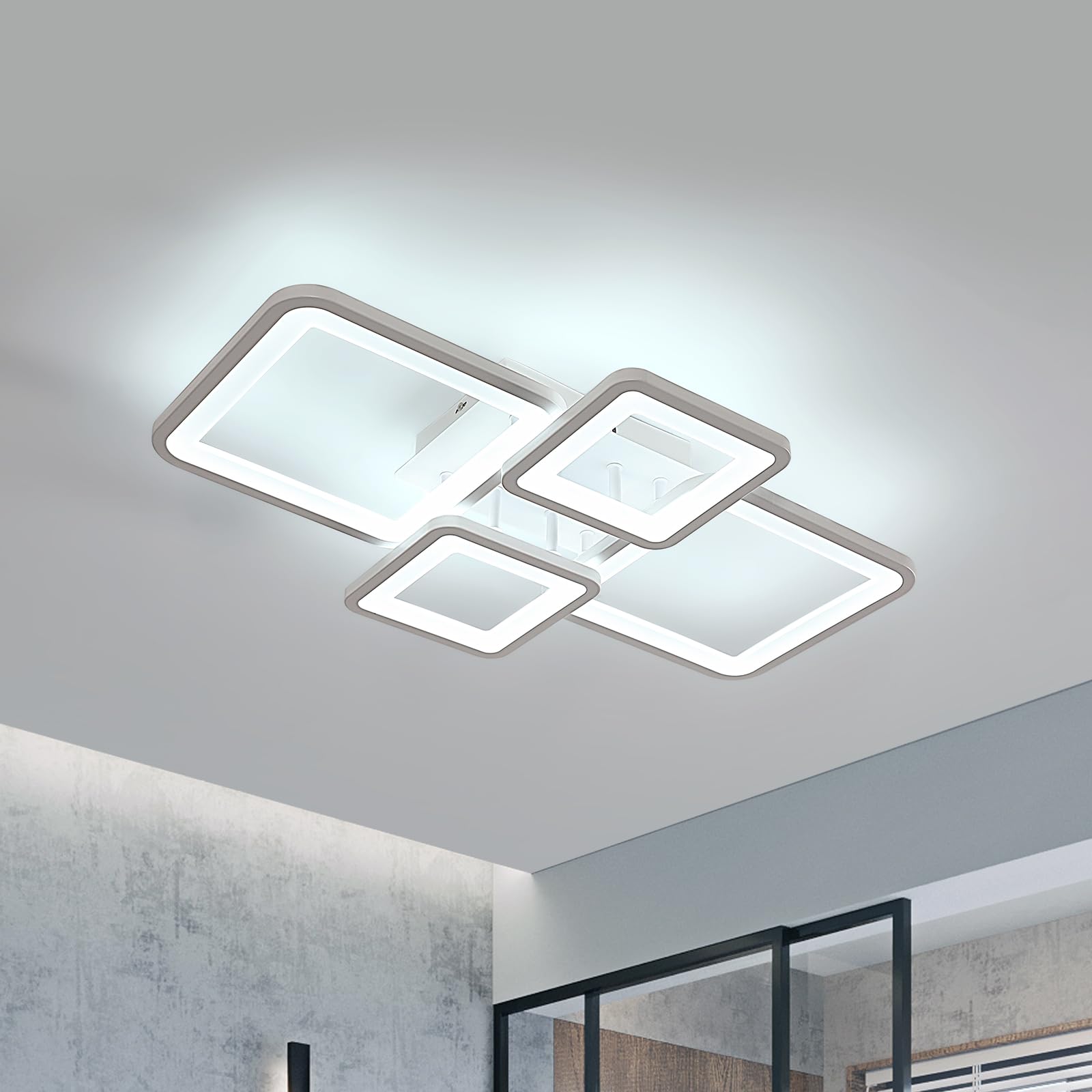 DELIPOP Modern LED Ceiling Light, 56W 6300LM Ceiling Lamps Bedroom Square Cool White 6500K, Acrylic Ceiling Light 62 cm for Living Room, Dining Room, Kitchen, Bedroom, Study Room, White