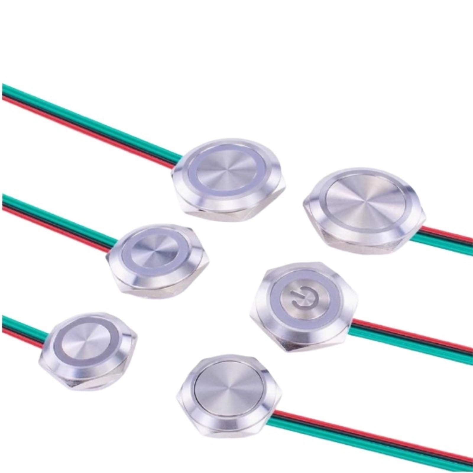 Bouton poussoir 16mm interrupteur LED rouge 12V 24V étanche métal