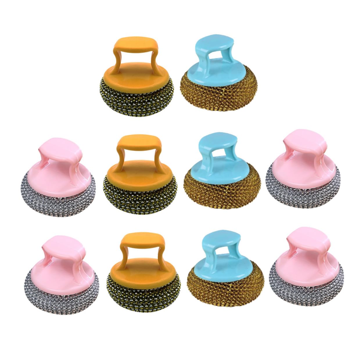 Ipetboom 10pcs Steel Ball Brush Wire Brush Set for Cleaning Non-Slip Handle Easy to Use Random Color