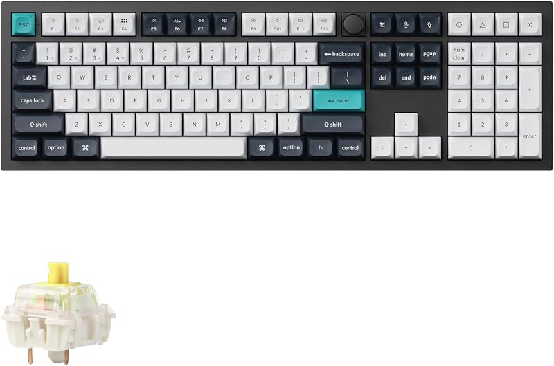 Keychron Q6 Max QMK/VIA Bluetooth inalámbrico/2,4 GHz/USB-C teclado mecánico personalizado con cable, perilla programable de tamaño completo RGB retroiluminado interruptor tipo banana Gateron intercambiable en caliente para Mac Windows Linux - negro