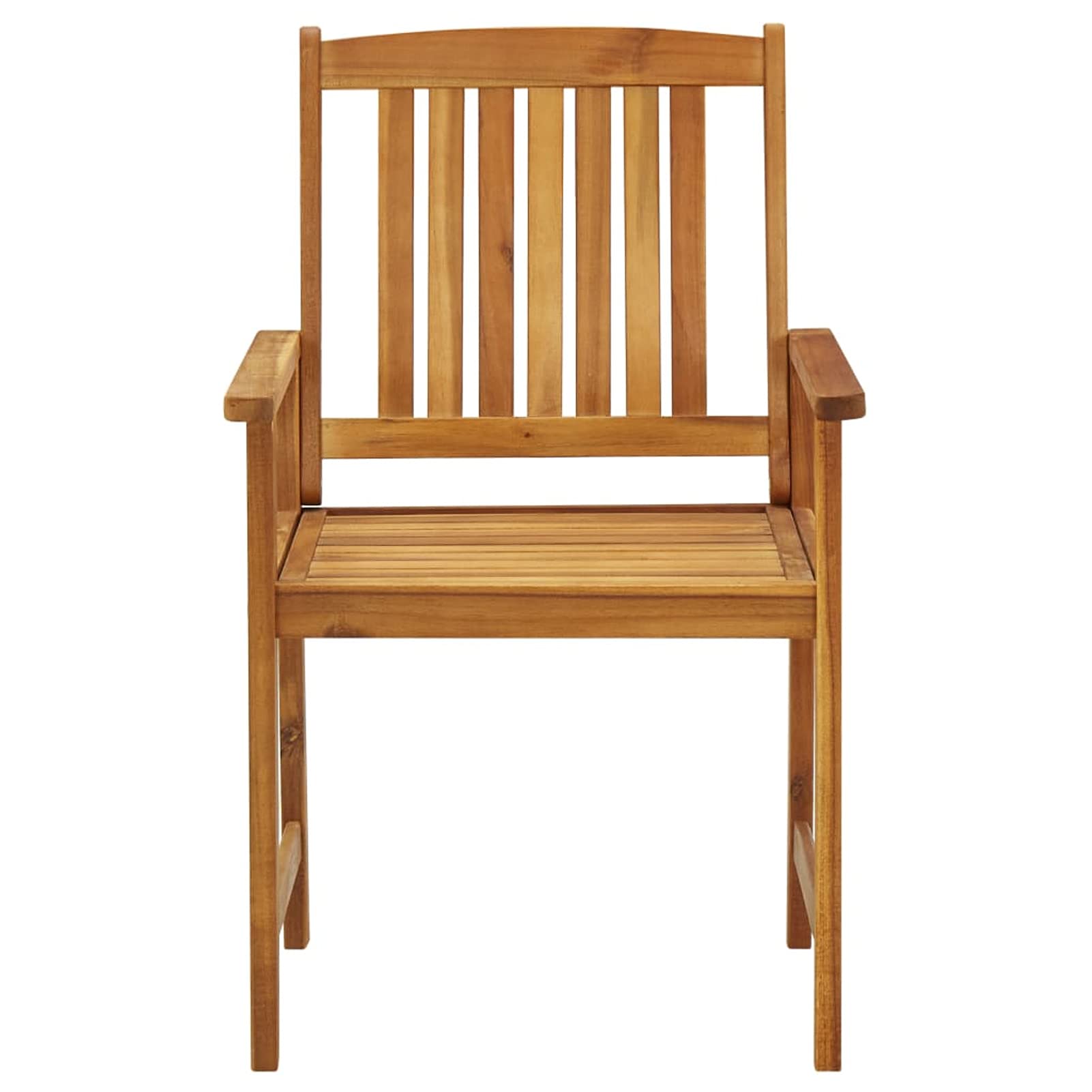 Juego de 4 Sillas de Jardín, Silla Apilable Terreza Exterior de Madera, Sillón de Comedor con Reposabrazos y Respaldo Alto