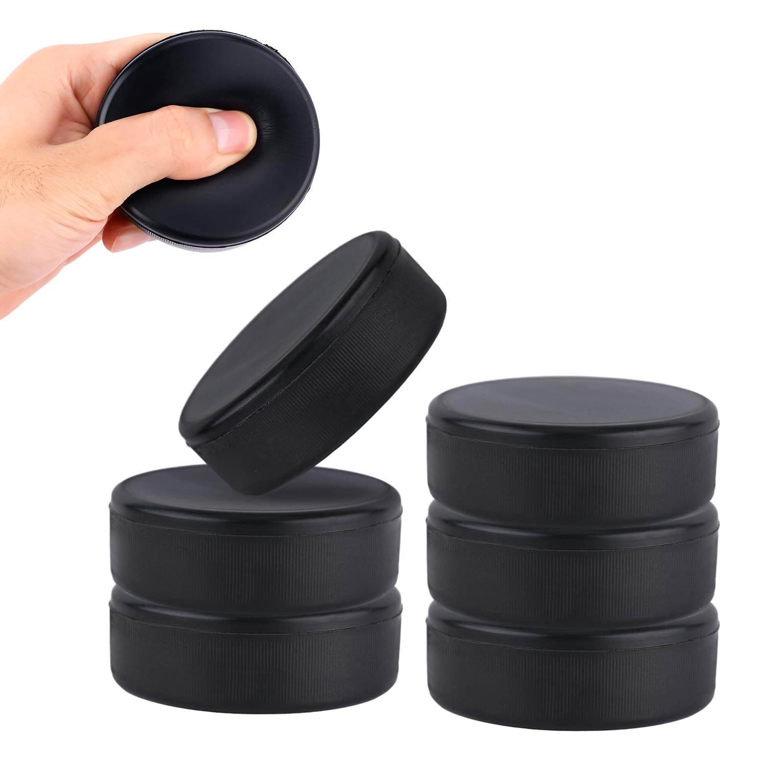 Gosknor 6pcs Ice Hockey Pucks, Diameter 3 Inch/Thickness 1 Inch Non-Rubber Soft Foam Hockey Pucks for Practice and Classic Training Indoor Lightweight Hockey Accessories Supplies (Black)