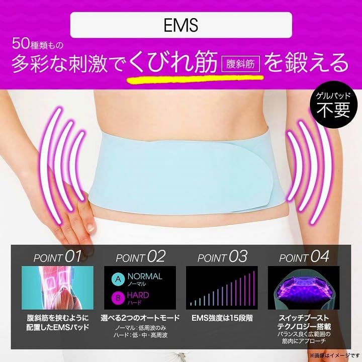 Amazon.co.jp: Icoelle スピードシェイプ EMS 腹筋ベルト, ペール