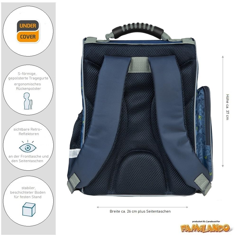 Familando Cartable 1ère Classe Dragons - Ensemble Complet Ergonomique Bleu Pour Garçons Et Filles