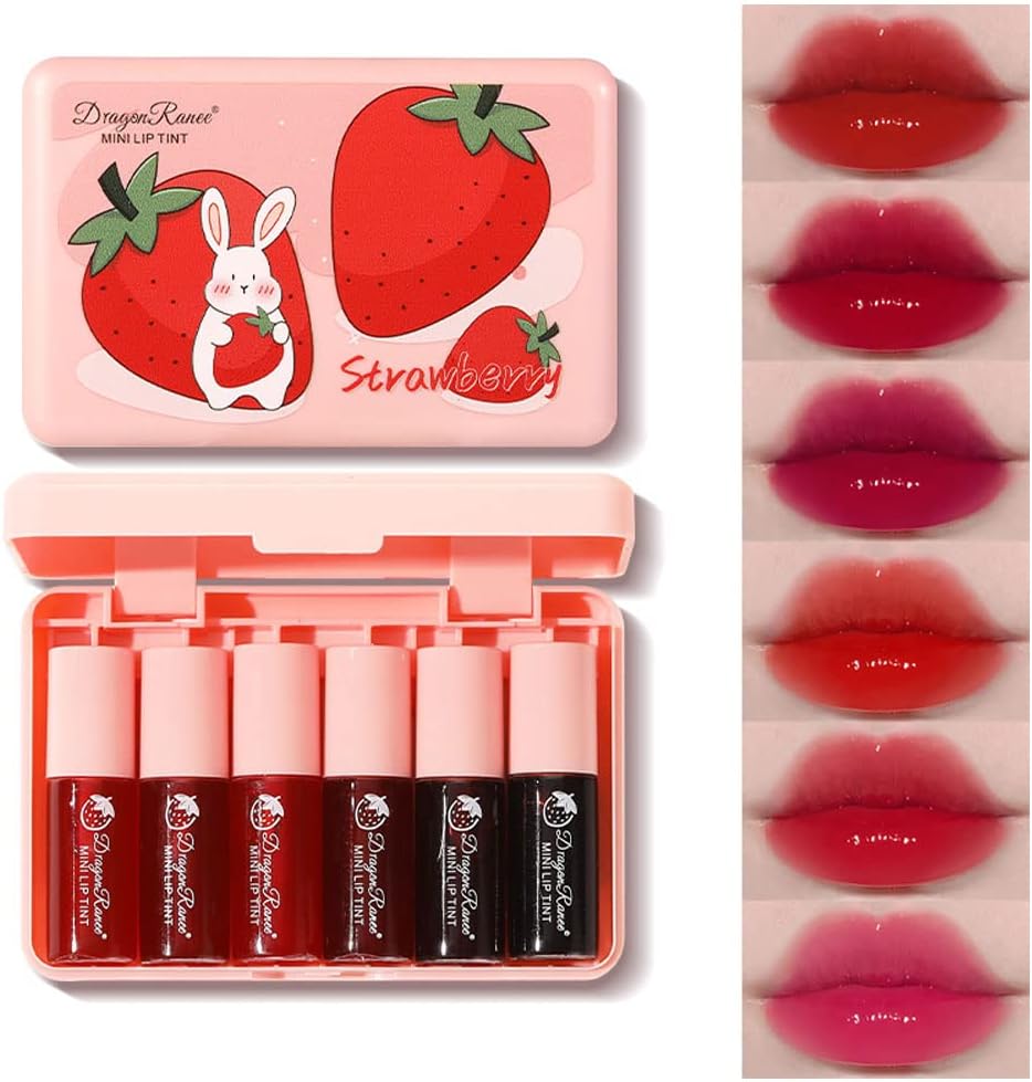 6 Colors Lip Tint Stain Set, Korean Velvet Watery Lip