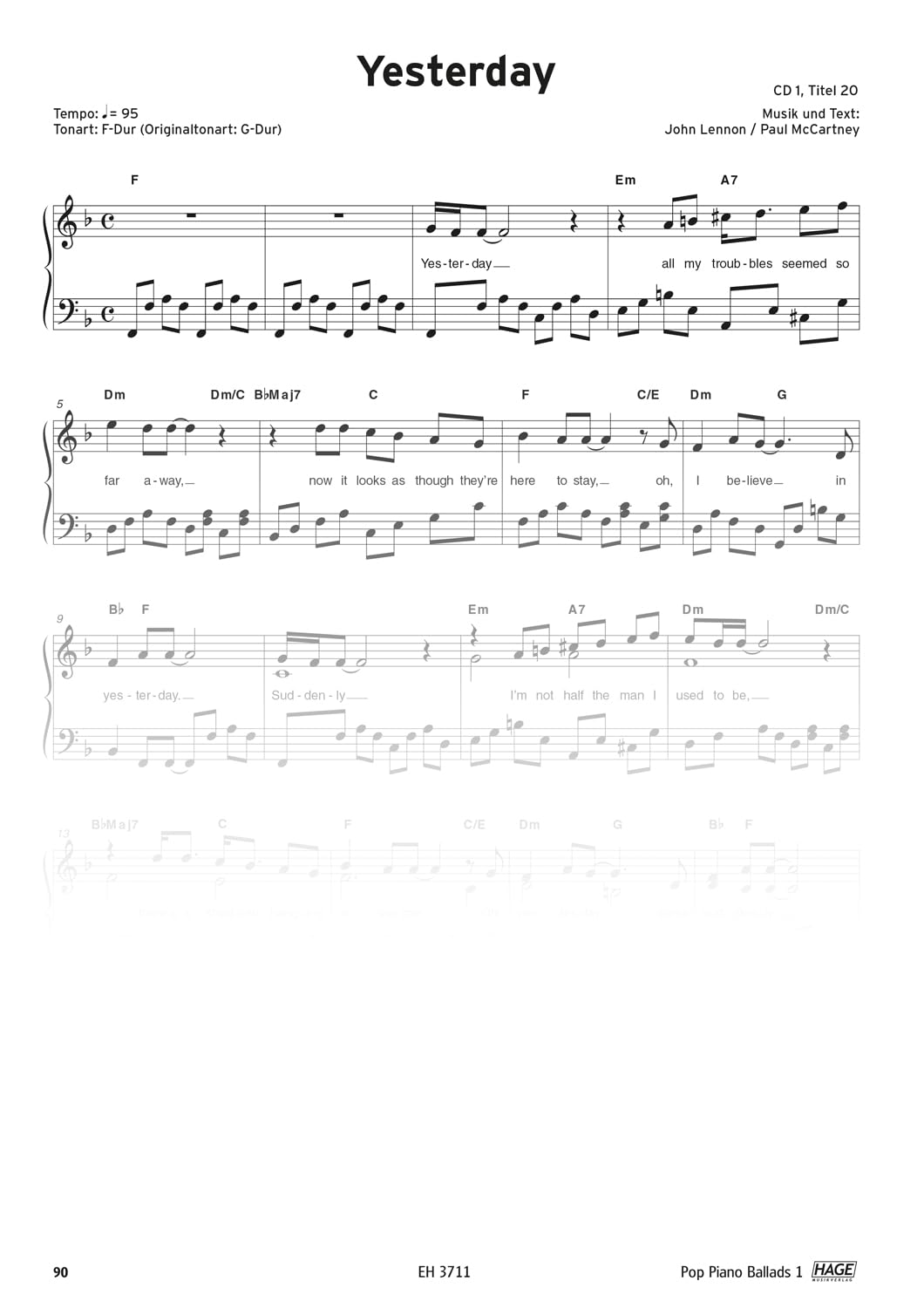 Pop Piano Ballads 1 mit 2 Playback-CDs: Für Klavier. Leicht bis mittelschwer arrangiert. For Piano - easy to intermediate arranged