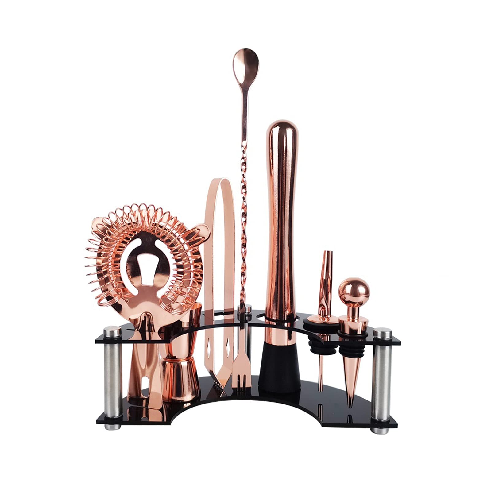 Shaker Cocktail Bar Outils Professionnel Acier Inoxydable Cocktail Shaker Bar série Cocktail Professional Bar Outils Best Bartman Kit for débutants Set à Cocktail (Color : Rose Gold Rack)
