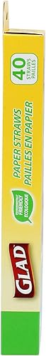 Miniatura 2 de Glad Pajitas de papel ecológicas  Paquete de 6 pajitas de papel biodegradables  Pajitas de rayas rojas y blancas, 40 unidades por paquete  240
