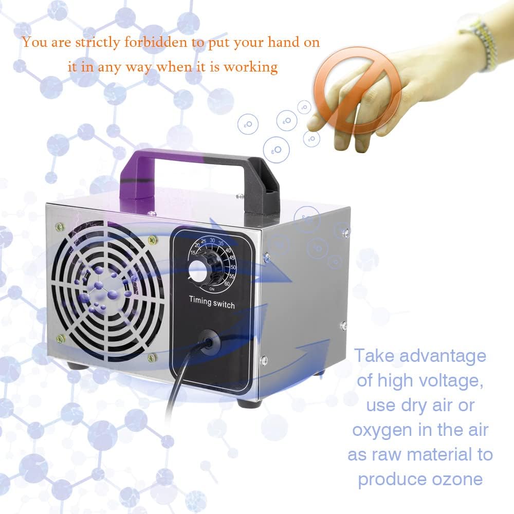 Generador de Ozono Geevorks Ozonizador 32000 mg/h,0-60min Purificador de Aire con Temporizador,220V Máquina de Ozono,Máquina Filtro de Aire Purificador para el Hogar,Coche y Lugares Públicos,etc.