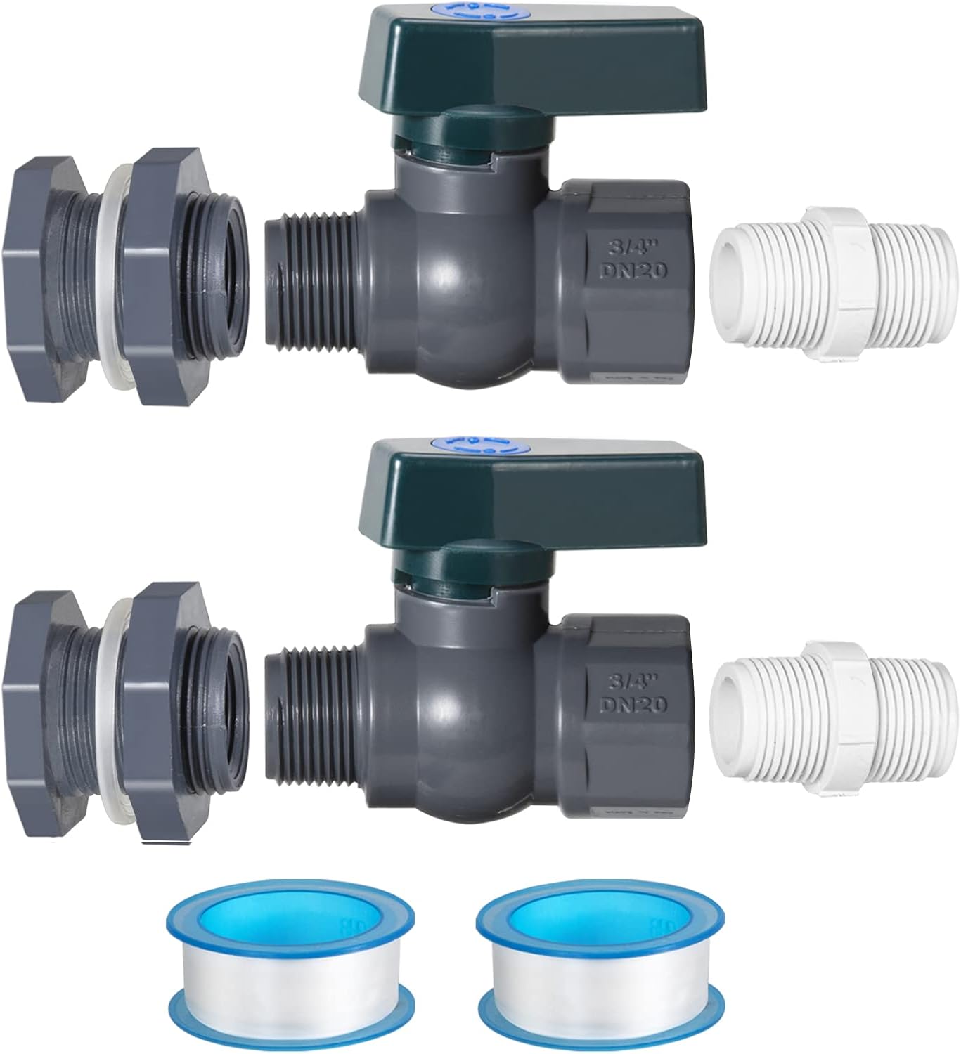 Suswillhit rain barrel spigot kit parts with bulkhead fittings and tape