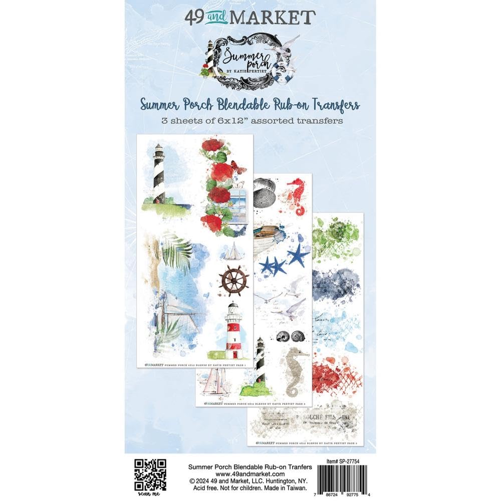 49 and Market Summer Porch 6"x12" Rub-on Transfer Set - Blendable