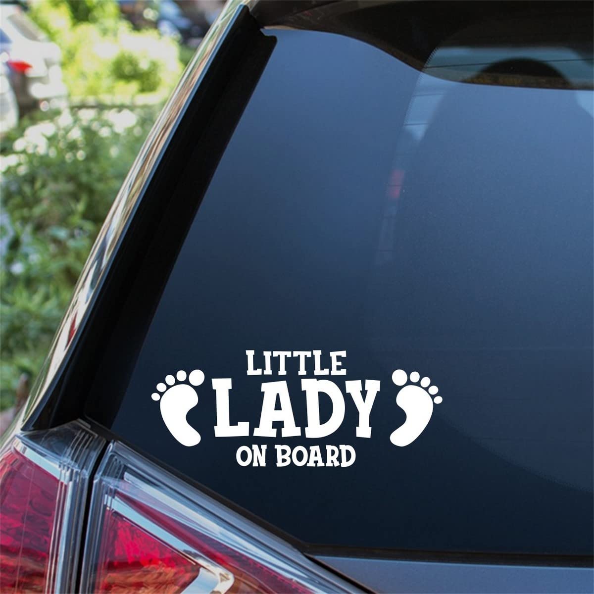 38K Vinyl Graphics White Little Lady On Board Sticker Baby Feet Child Children Funny Car Decal