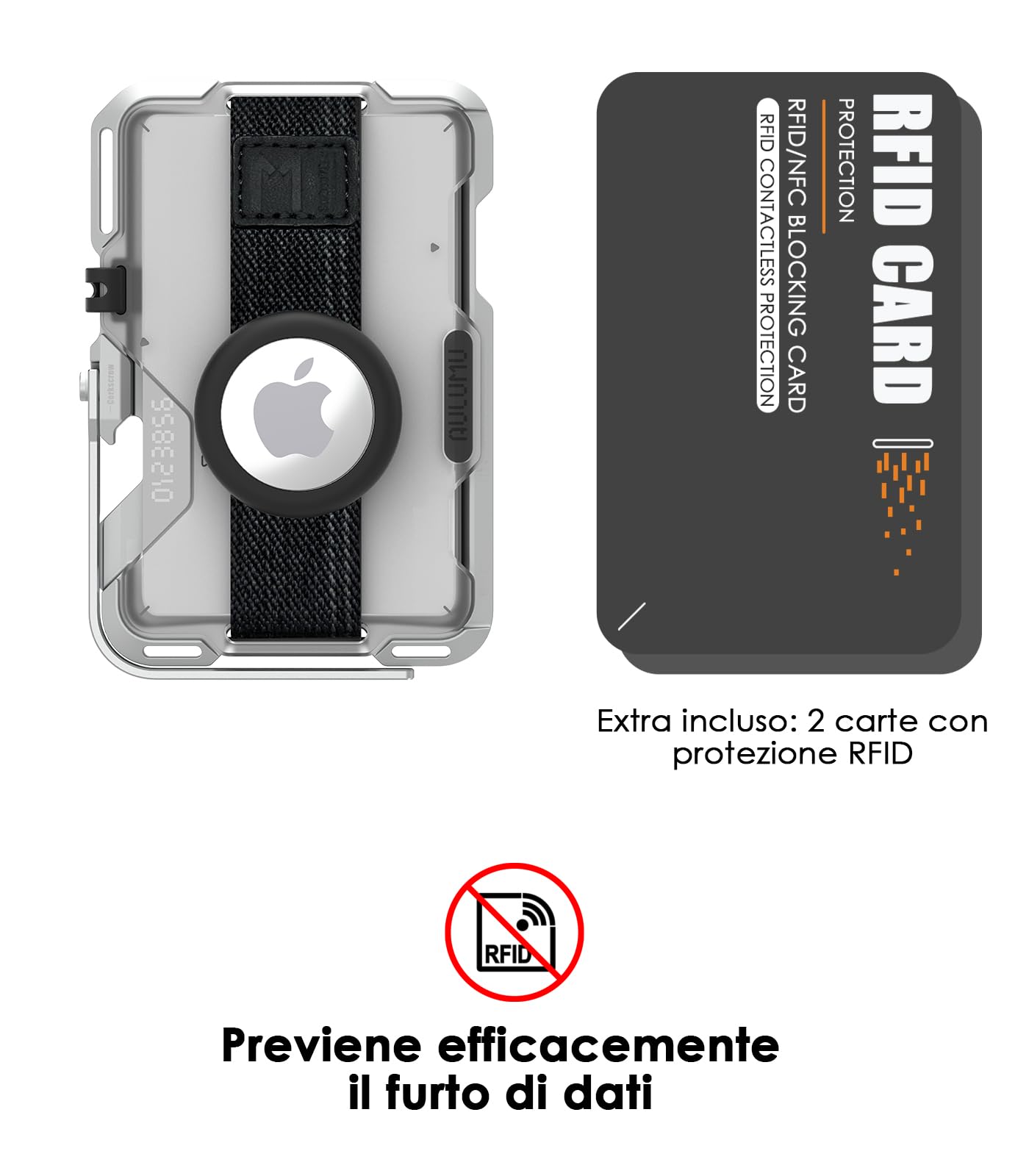 Aulumu G03 Custodia per carte da uomo | Compatibile con MagSafe | Multifunzionale Porta Carte con Fascia Elastica | Telefono Cellulare Supporto/Impugnatura | Apri Bottiglia |Schermatura RFID